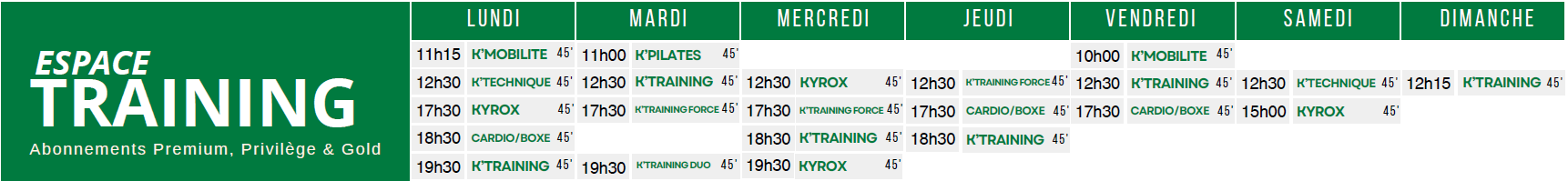 SEPT25-TRAINING planning cross training le klube salle de sport dijon