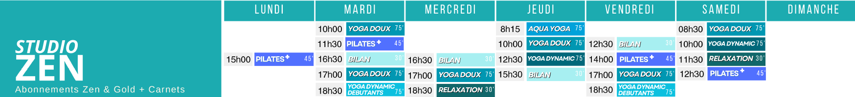 planning studio yoga dijon le klube